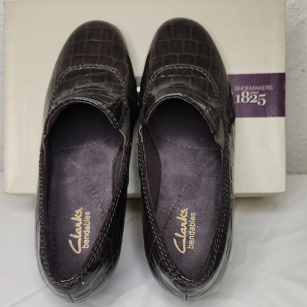 Clarks Brown Wedge with Brogue Detailing